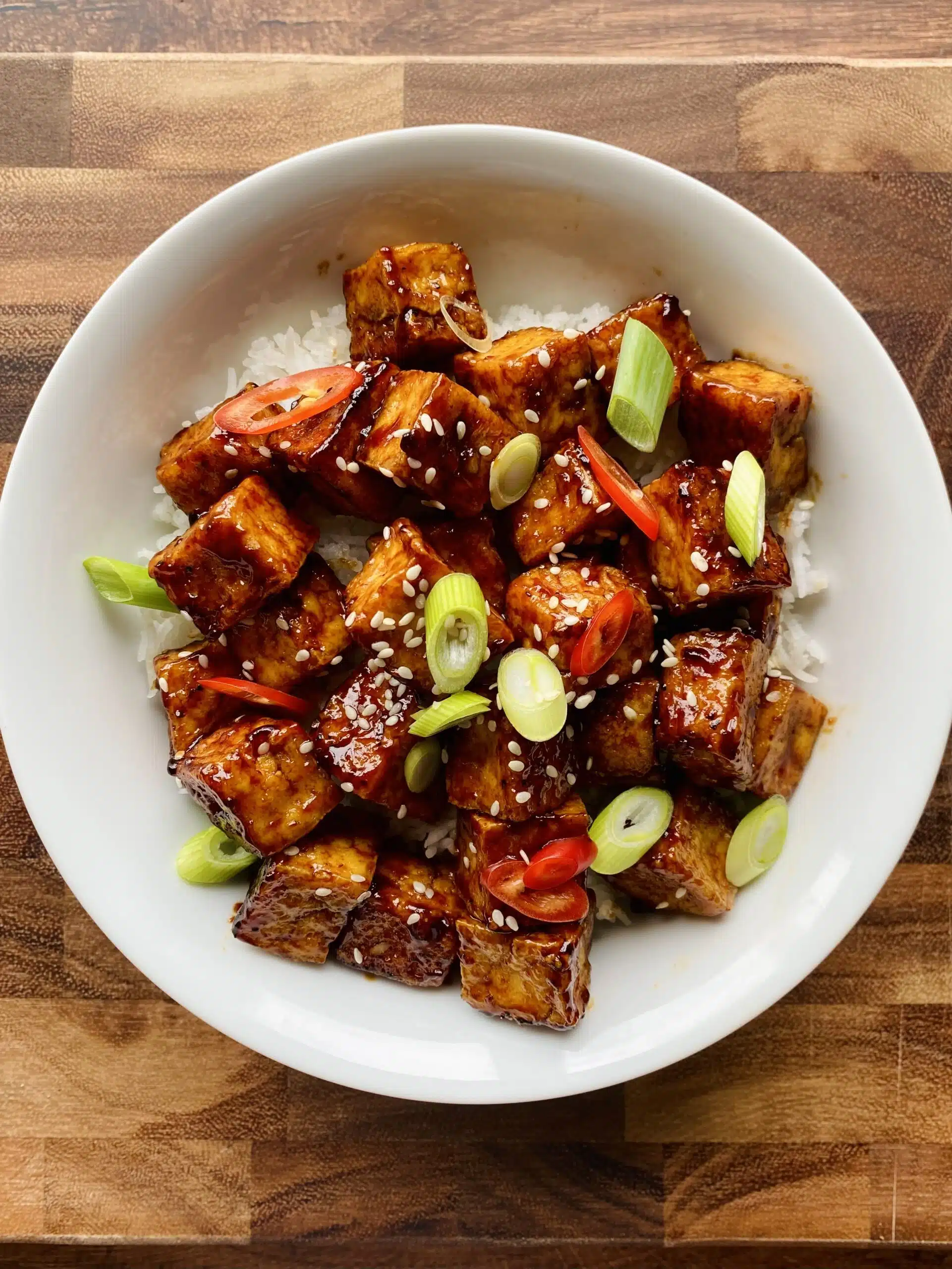 airfrier tofu in a soy garlic sauce Airfryer Tofu